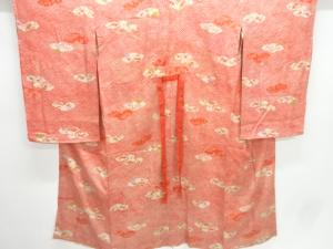 アンティーク　紋錦紗雲に草花模様長襦袢